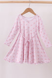 Premium blush bow stripe print ruffle bamboo dress - Aaria Tees Aaria Tees