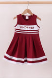 Premium Maroon Go Dawgs Mississippi embroidery ruffle dress - Aaria Tees Aaria Tees