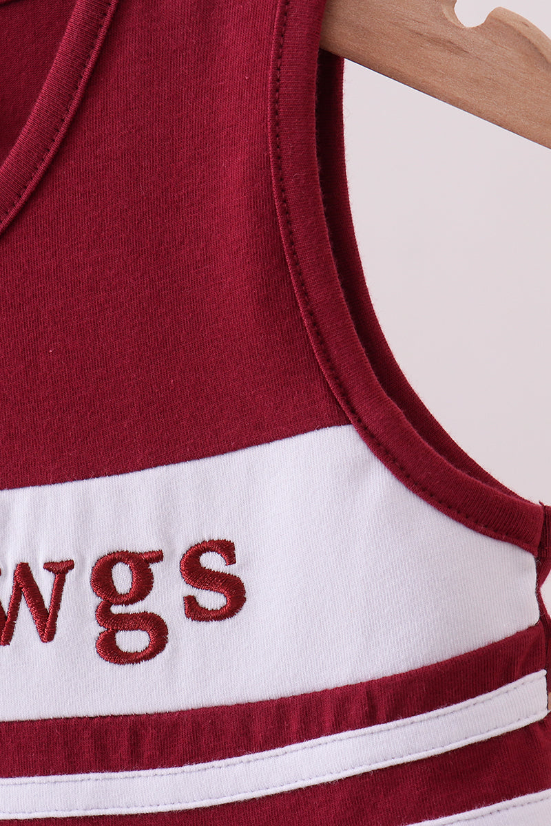 Premium Maroon Go Dawgs Mississippi embroidery ruffle dress - Aaria Tees Aaria Tees