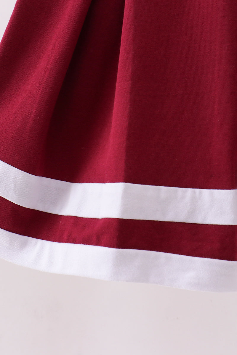Premium Maroon Go Dawgs Mississippi embroidery ruffle dress - Aaria Tees Aaria Tees