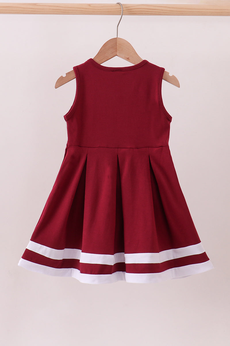 Premium Maroon Go Dawgs Mississippi embroidery ruffle dress - Aaria Tees Aaria Tees