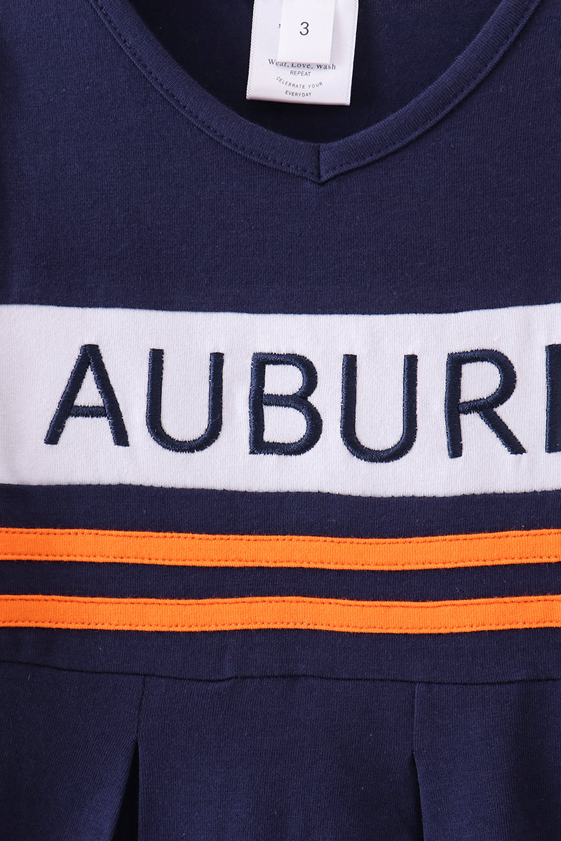 Premium Navy Auburn embroidery ruffle dress - Aaria Tees Aaria Tees