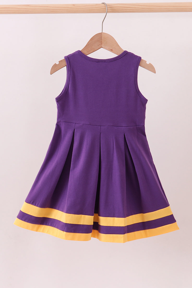 Premium Purple LSU Go Team embroidery ruffle dress - Aaria Tees Aaria Tees