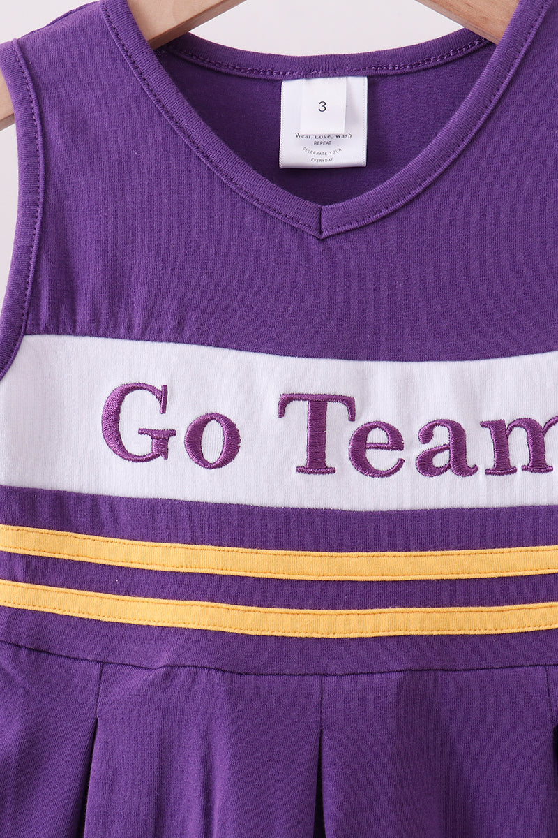 Premium Purple LSU Go Team embroidery ruffle dress - Aaria Tees Aaria Tees