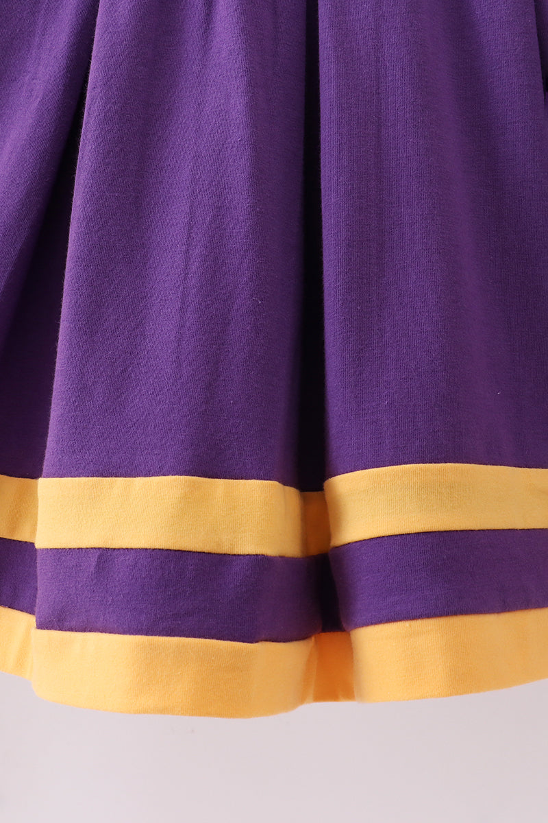 Premium Purple LSU Go Team embroidery ruffle dress - Aaria Tees Aaria Tees