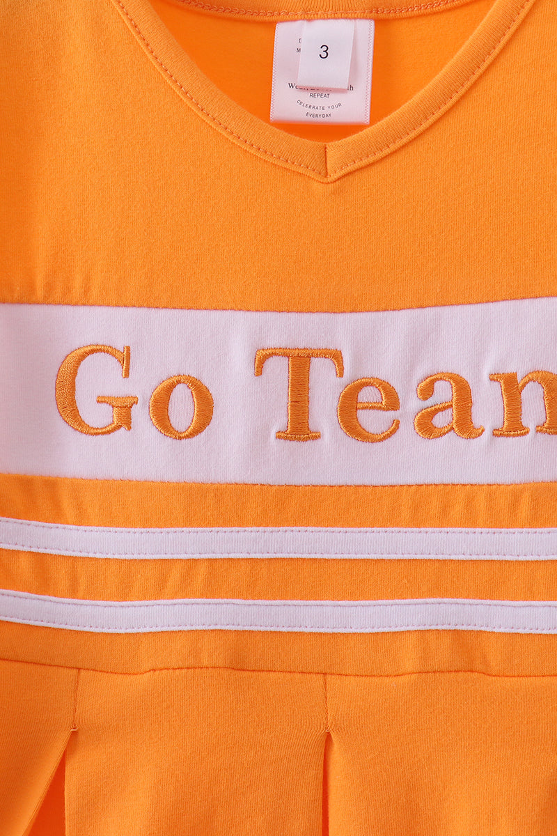 Premium Orange Tennessee Go Team embroidery ruffle dress - Aaria Tees Aaria Tees