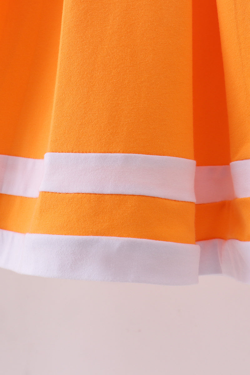 Premium Orange Tennessee Go Team embroidery ruffle dress - Aaria Tees Aaria Tees