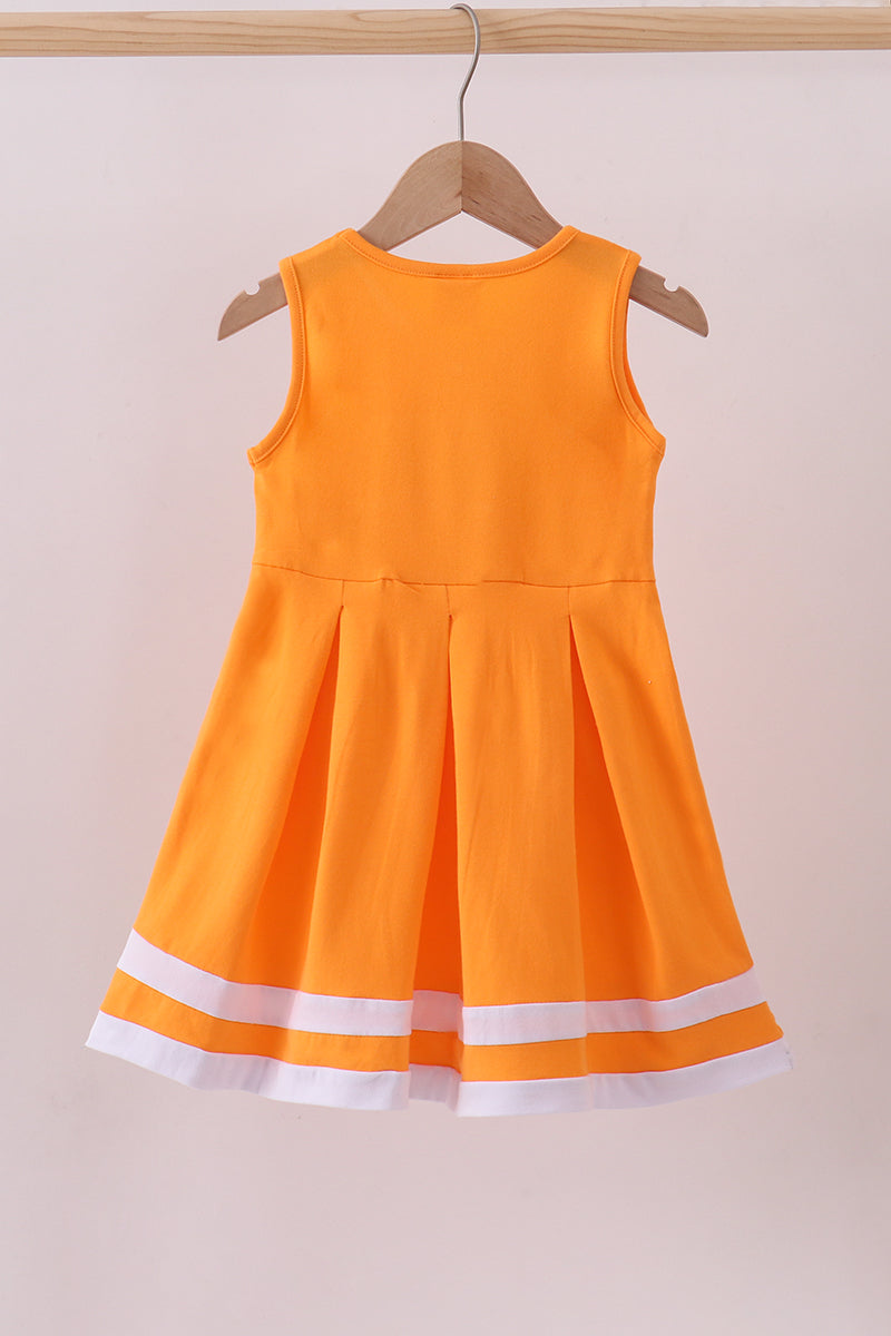 Premium Orange Tennessee Go Team embroidery ruffle dress - Aaria Tees Aaria Tees