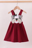 Premium Maroon Georgia bulldog applique dress Aaria Tees