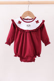 Premium Maroon Georgia bulldog bow embroidery bubble - Aaria Tees Aaria Tees