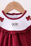 Premium Maroon Georgia bulldog bow embroidery bubble - Aaria Tees Aaria Tees