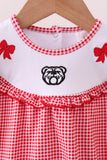 Premium Red Georgia bulldog bow embroidery bubble - Aaria Tees Aaria Tees