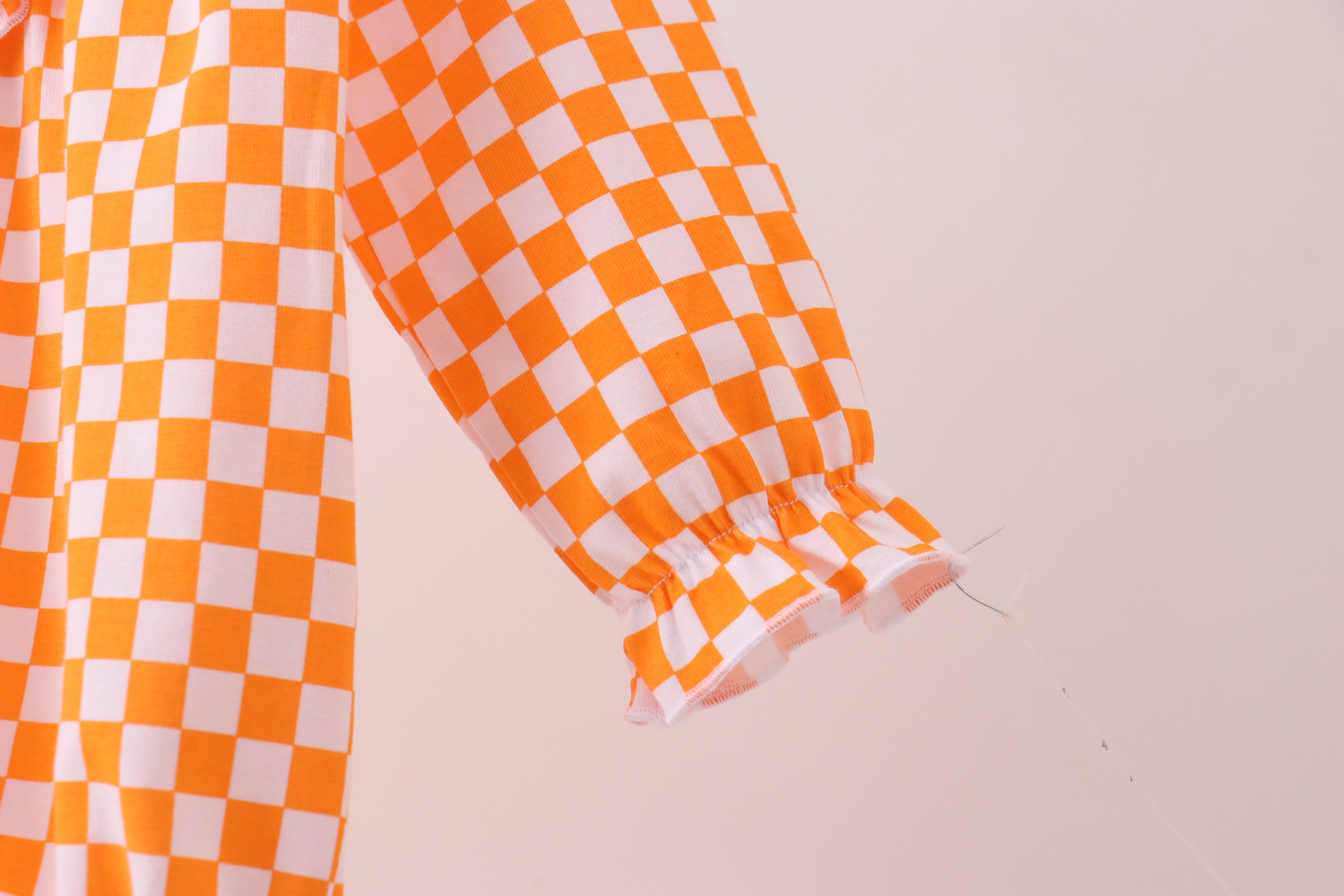 Orange Tennessee puppy bow embroidery checkered bubble - Aaria Tees Aaria Tees