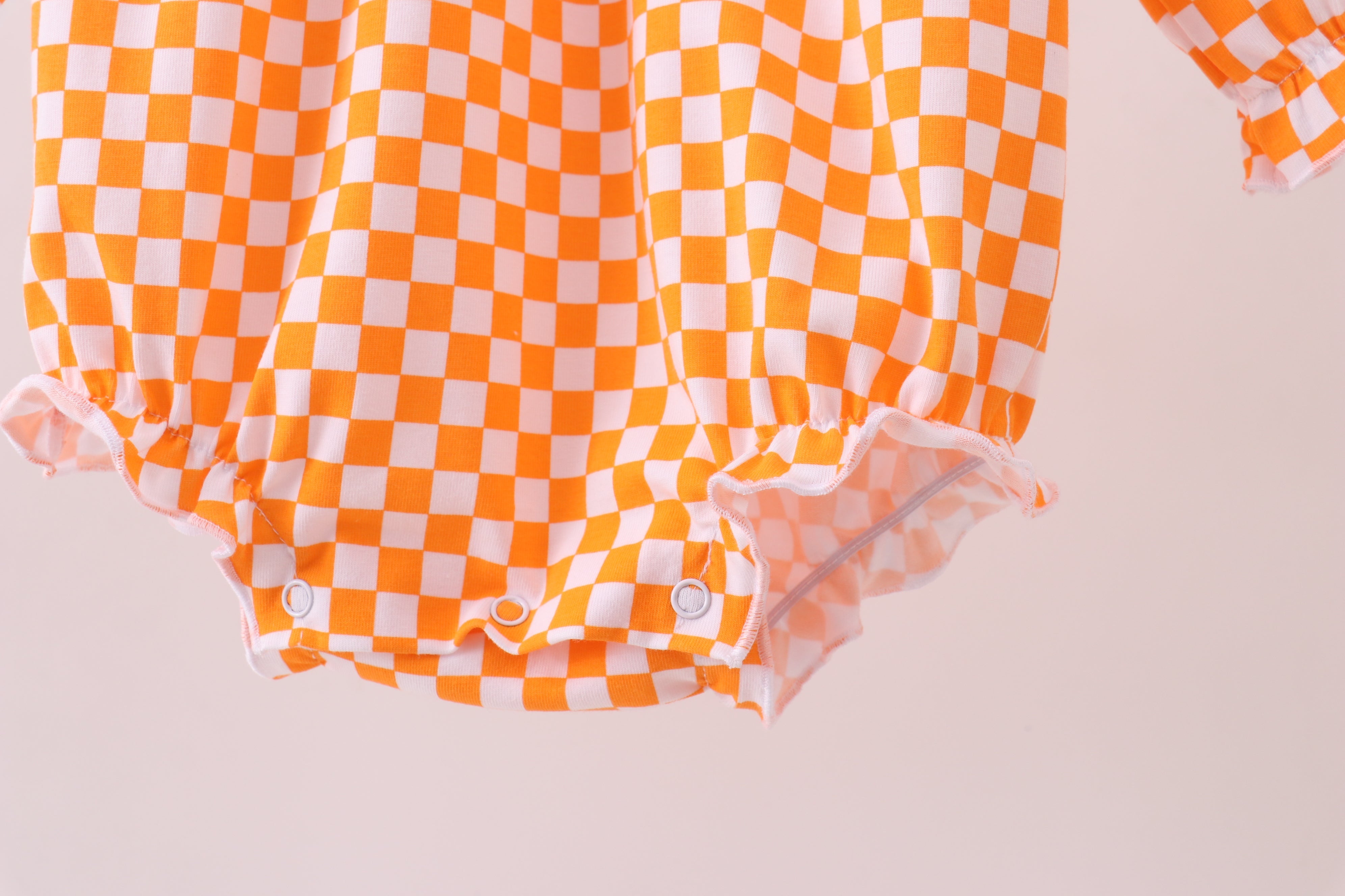 Orange Tennessee puppy bow embroidery checkered bubble - Aaria Tees Aaria Tees