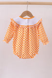 Orange Tennessee puppy bow embroidery checkered bubble - Aaria Tees Aaria Tees