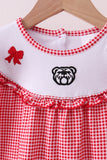 Premium Red Georgia bulldog embroidery ruffle pants set Aaria Tees