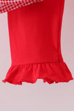Premium Red Georgia bulldog embroidery ruffle pants set Aaria Tees