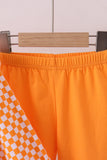 Orange Tennessee puppy bow embroidery checkered ruffle pants set - Aaria Tees Aaria Tees