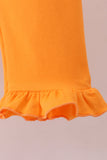 Orange Tennessee puppy bow embroidery checkered ruffle pants set - Aaria Tees Aaria Tees