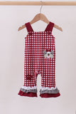 Premium Maroon Georgia bulldog gingham ruffle romper Aaria Tees
