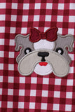 Premium Maroon Georgia bulldog gingham ruffle romper Aaria Tees