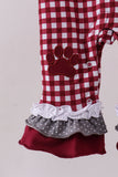 Premium Maroon Georgia bulldog gingham ruffle romper Aaria Tees