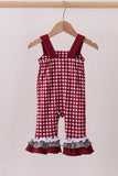 Premium Maroon Georgia bulldog gingham ruffle romper Aaria Tees