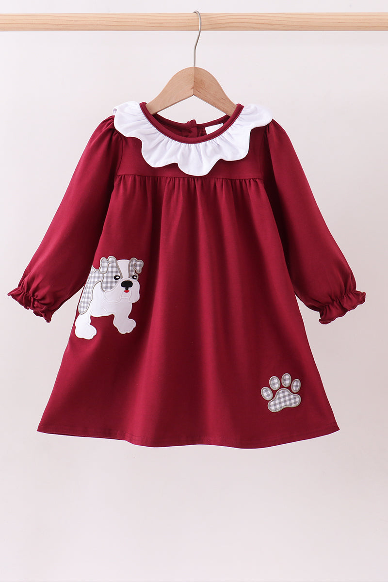 Premium Maroon Georgia bulldog applique dress - Aaria Tees Aaria Tees