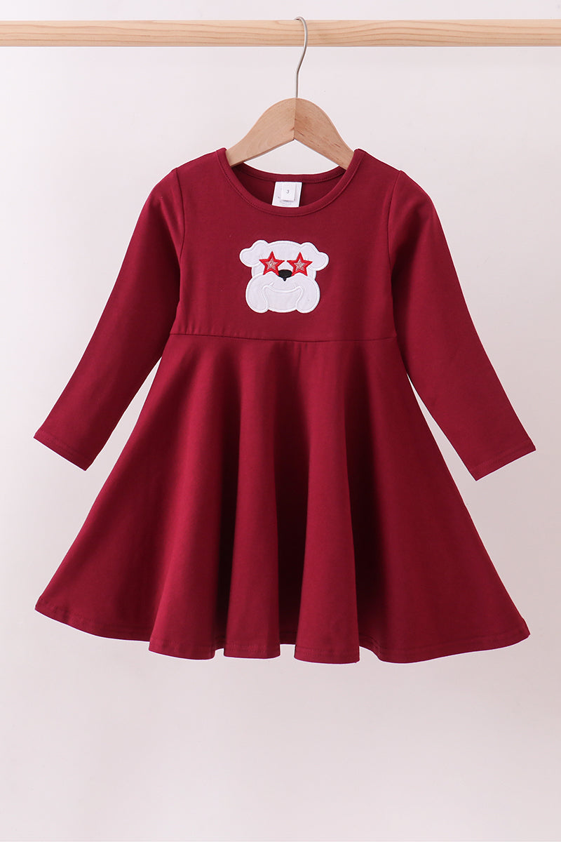 Premium Maroon Georgia bulldog applique dress - Aaria Tees Aaria Tees