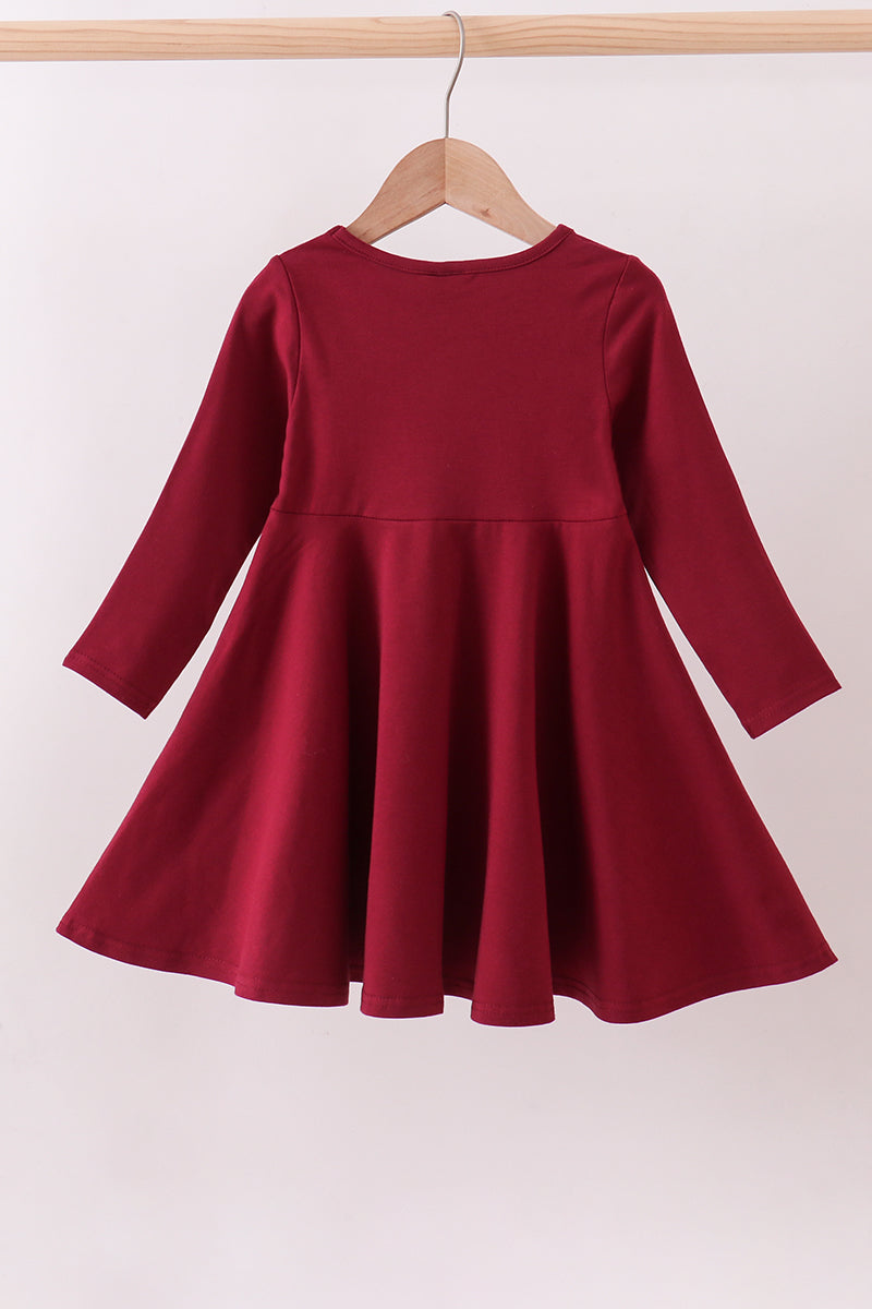 Premium Maroon Georgia bulldog applique dress - Aaria Tees Aaria Tees