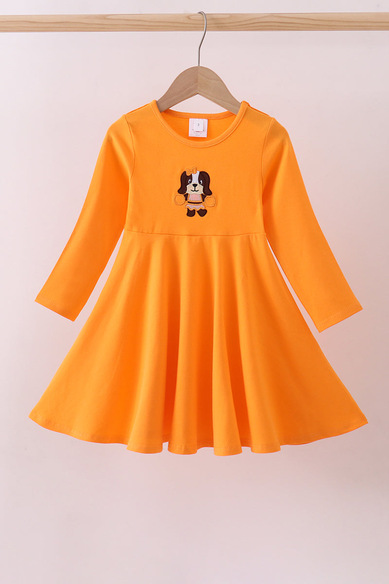 Premium Orange Tennessee puppy applique dress - Aaria Tees Aaria Tees