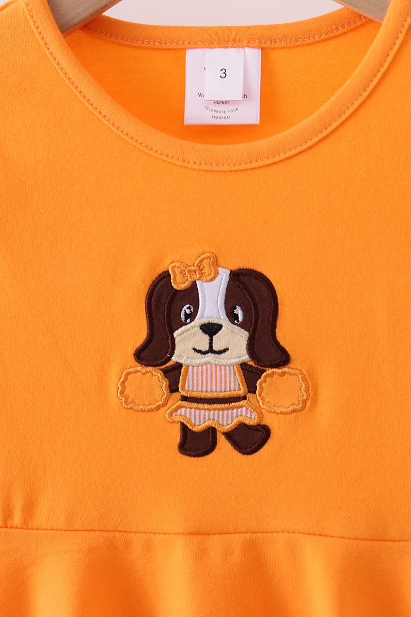Premium Orange Tennessee puppy applique dress - Aaria Tees Aaria Tees
