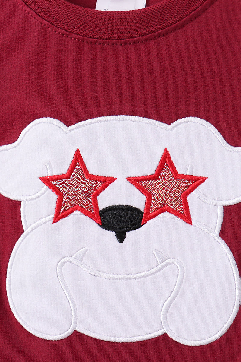 Premium Maroon Georgia bulldog applique top - Aaria Tees Aaria Tees