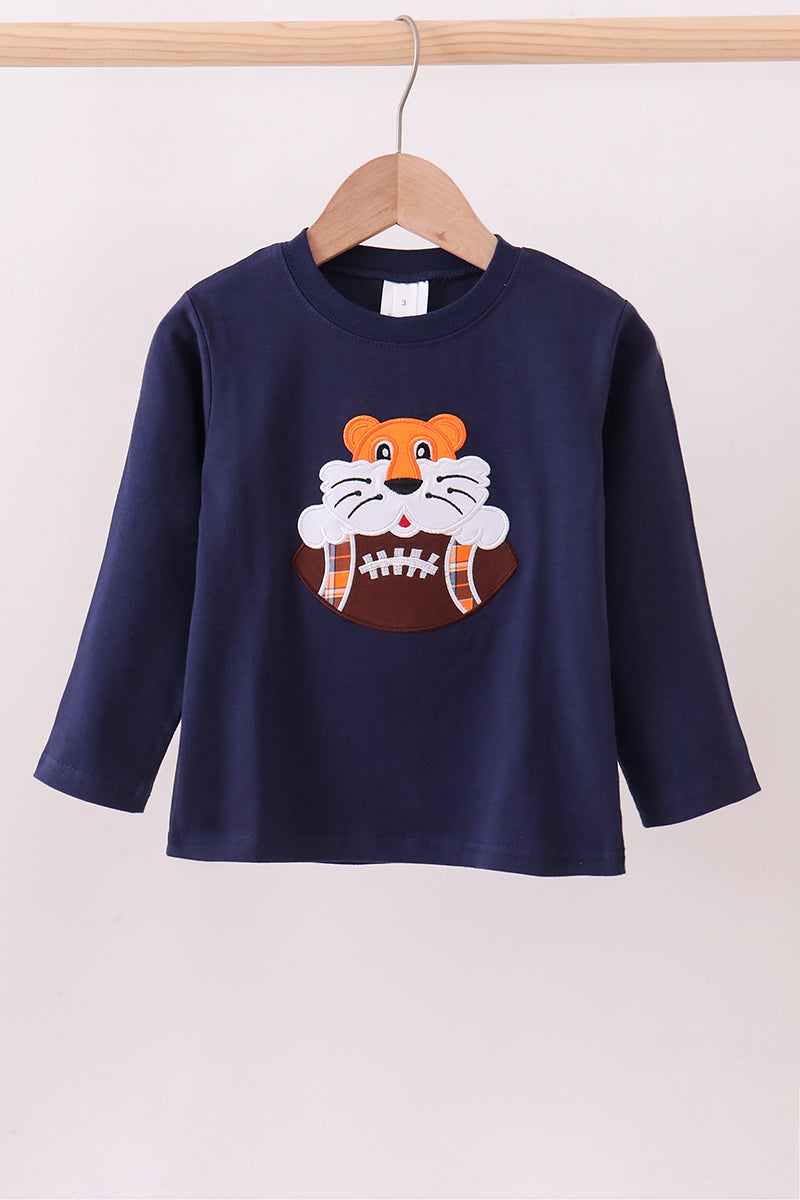 Premium Navy Auburn tiger applique top - Aaria Tees