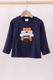 Premium Navy Auburn tiger applique top - Aaria Tees Aaria Tees