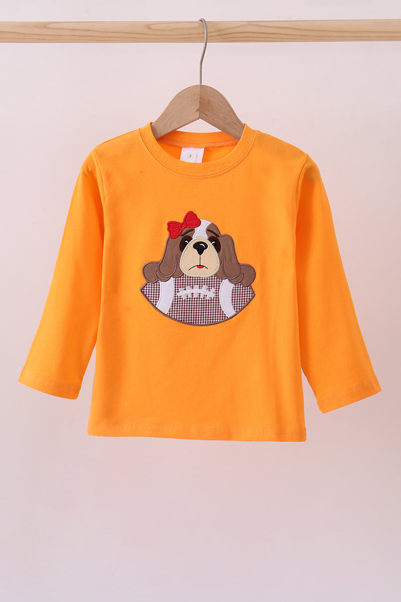 Premium Orange Tennessee puppy applique top - Aaria Tees Aaria Tees