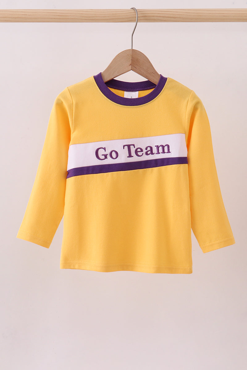 Premium Yellow LSU Go Team embroidery top - Aaria Tees Aaria Tees