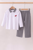 Premium White Alabama elephant embroidery pants set - Aaria Tees Aaria Tees