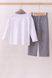 Premium White Alabama elephant embroidery pants set - Aaria Tees Aaria Tees