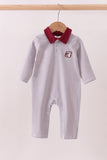 Premium Maroon Mississippi bulldog embroidery romper Aaria Tees