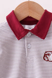 Premium Maroon Mississippi bulldog embroidery romper Aaria Tees