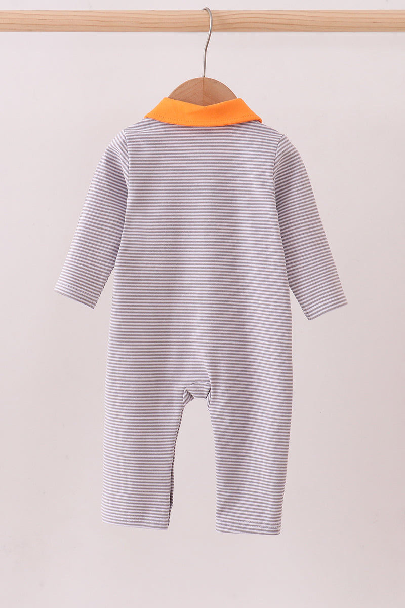 Premium Gray Tennessee Puppy embroidery stripe romper - Aaria Tees Aaria Tees