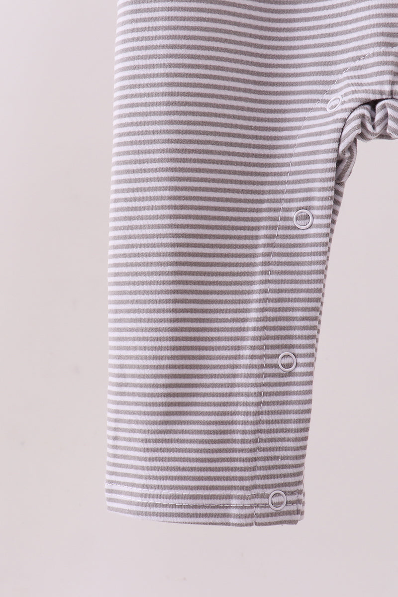 Premium Gray Tennessee Puppy embroidery stripe romper - Aaria Tees Aaria Tees
