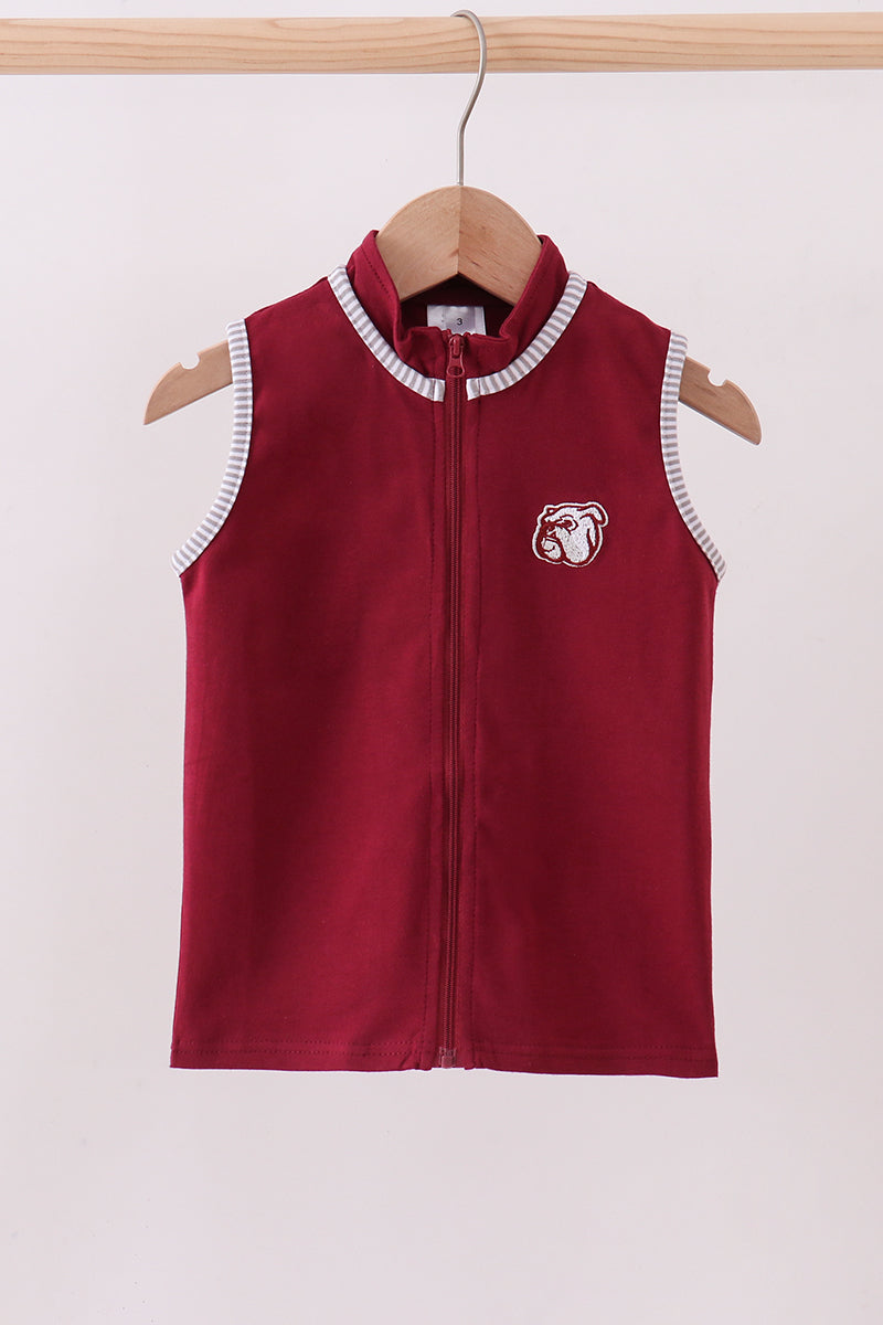 Premium Maroon Georgia bulldog embroidery vest - Aaria Tees