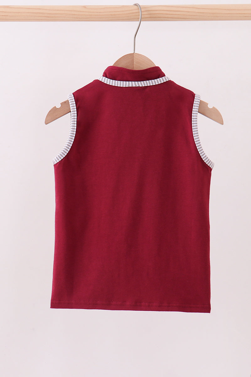 Premium Maroon Georgia bulldog embroidery vest - Aaria Tees Aaria Tees