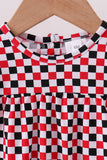 Checkered Georgia dog applique ruffle bubble - Aaria Tees Aaria Tees
