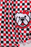 Checkered Georgia dog applique ruffle bubble - Aaria Tees Aaria Tees