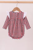 Checkered Georgia dog applique ruffle bubble - Aaria Tees Aaria Tees