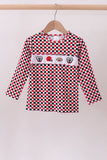 Checkered Georgia dog embroidery top Aaria Tees
