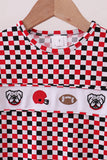 Checkered Georgia dog embroidery top Aaria Tees